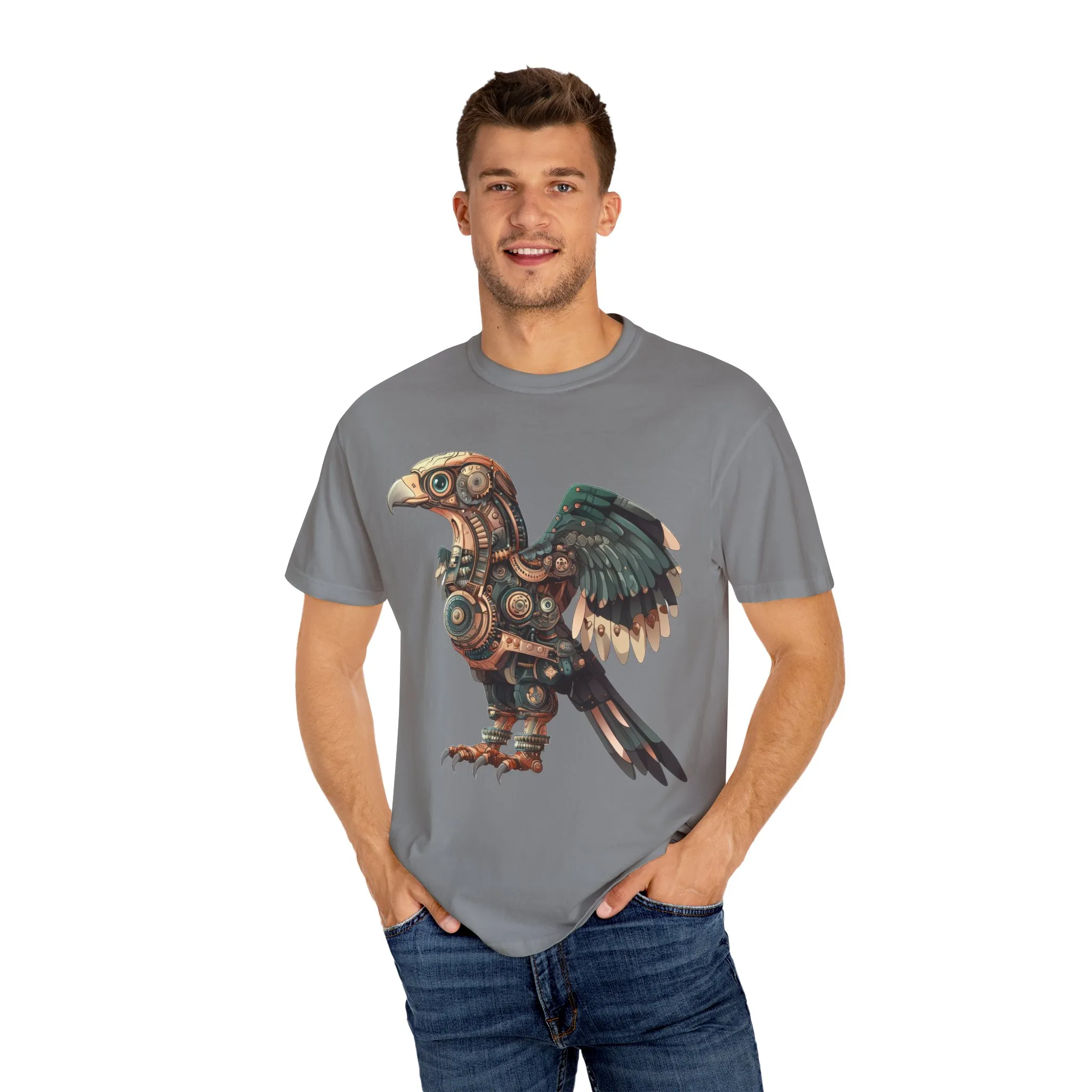 Steampunk Mechanical Bird Unisex Garment-Dyed T-Shirt - Image 31