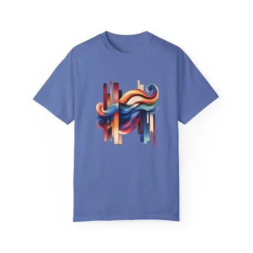 Colorful Abstract Art Unisex Garment-Dyed T-Shirt | Trendy Graphic Tee for Art Lovers - Image 9