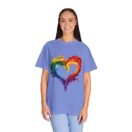Pride Heart Unisex Garment-Dyed T-shirt - Colorful Rainbow Design for LGBTQ+ Celebration - Image 27