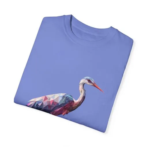 Geo Crane Unisex Garment-Dyed T-Shirt – Stylish Bird Graphic Tee for Nature Lovers - Image 22
