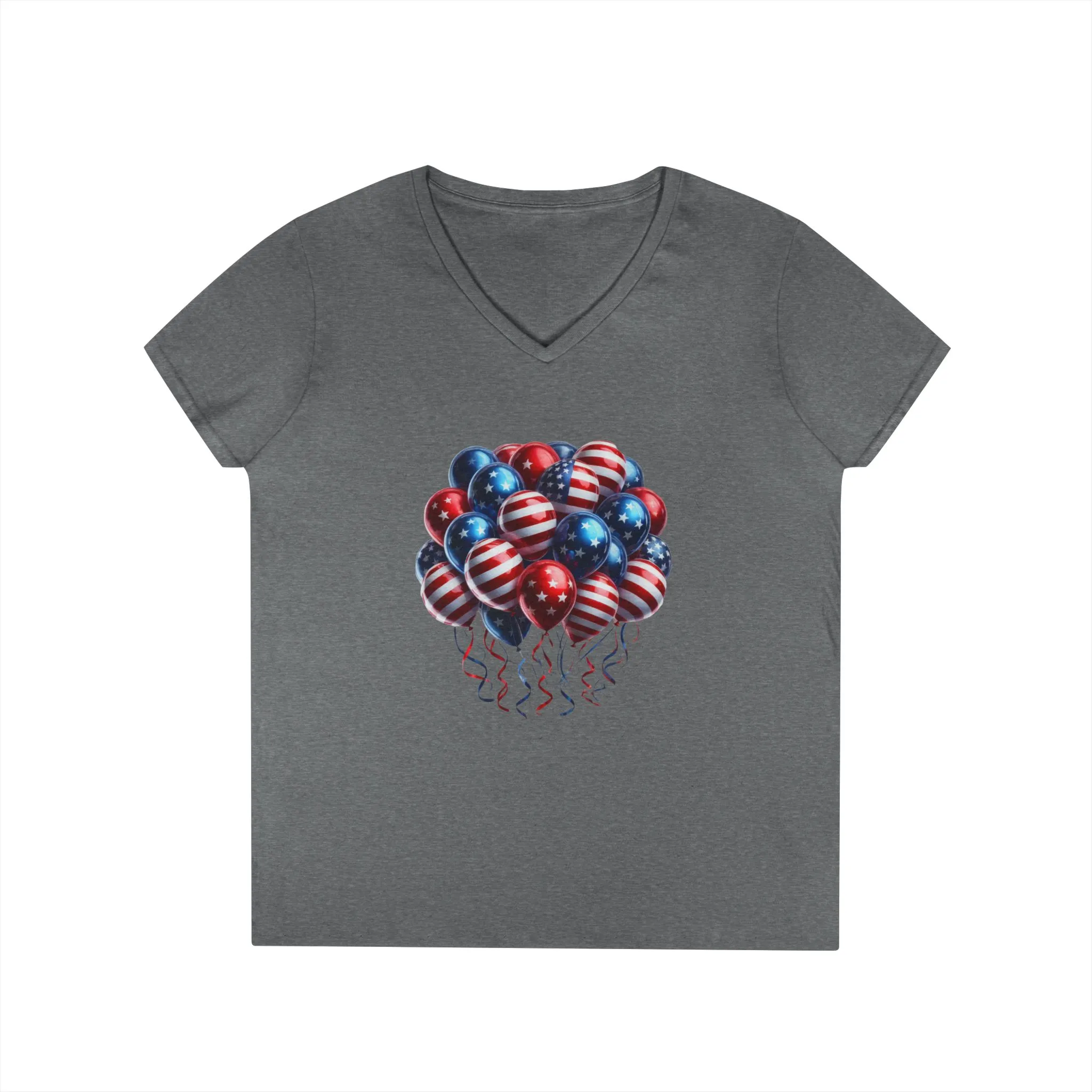 Patriotic Balloon V-Neck T-Shirt for Independence Day - Image 5
