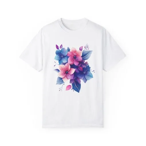 Floral Vibe Unisex Garment-Dyed T-Shirt | Comfortable, Stylish Tee for Nature Lovers - Image 2