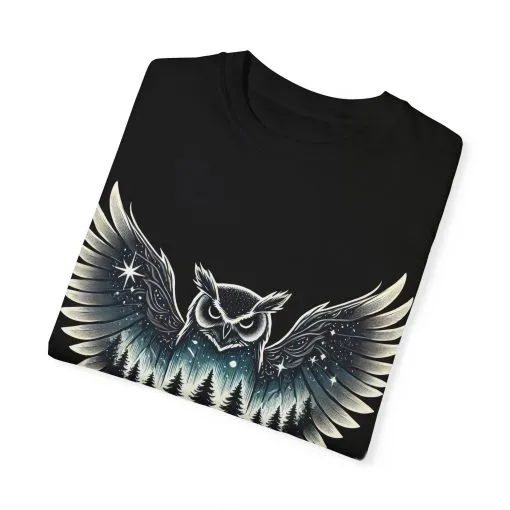 Unisex Garment-Dyed Owl T-Shirt | Nature-Inspired Design for Outdoor Lovers - Image 2