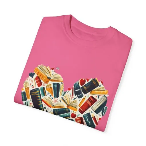 Book Lover's Heart Unisex Garment-Dyed T-Shirt - Image 42
