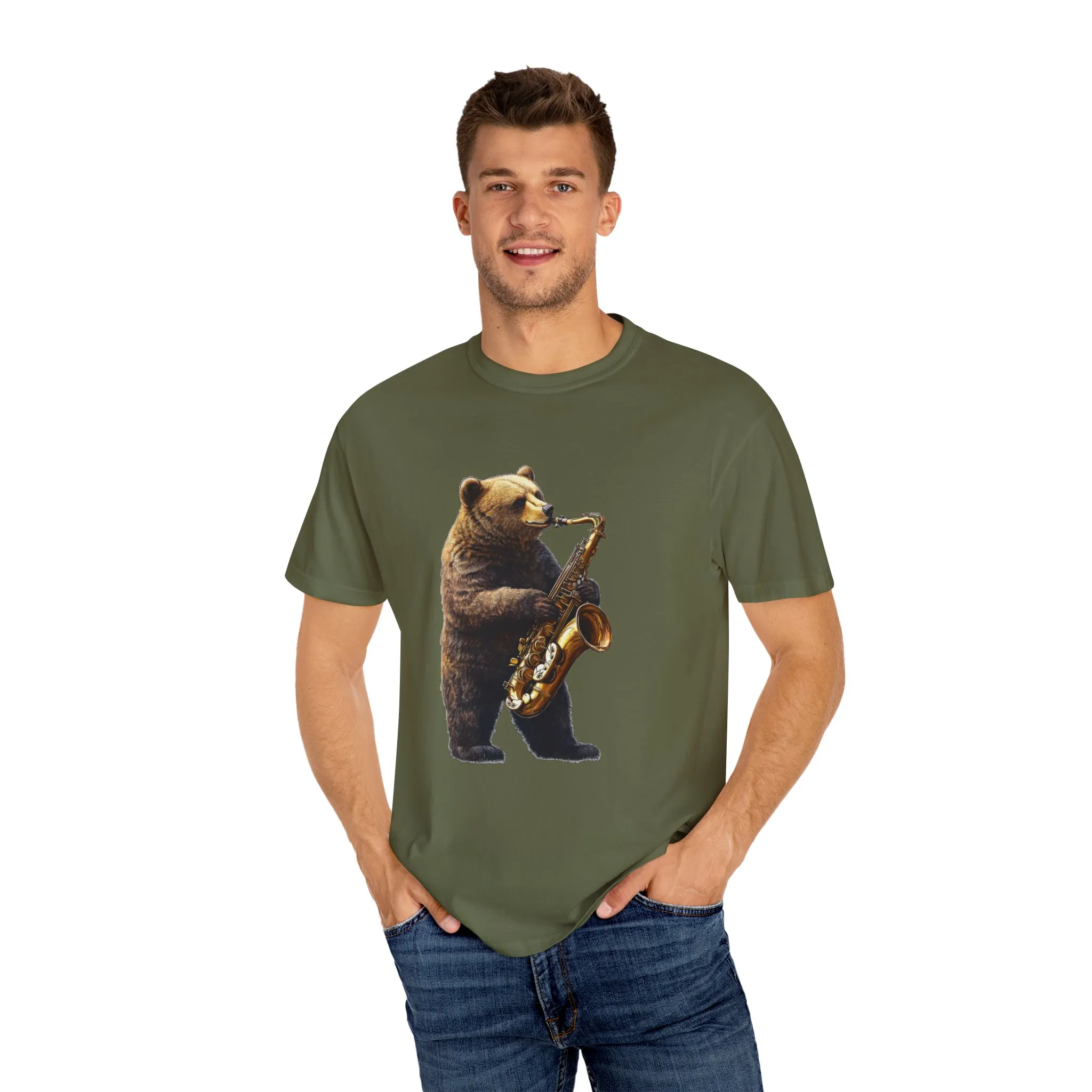 Jazz Bear Unisex Garment-Dyed T-Shirt - Image 19
