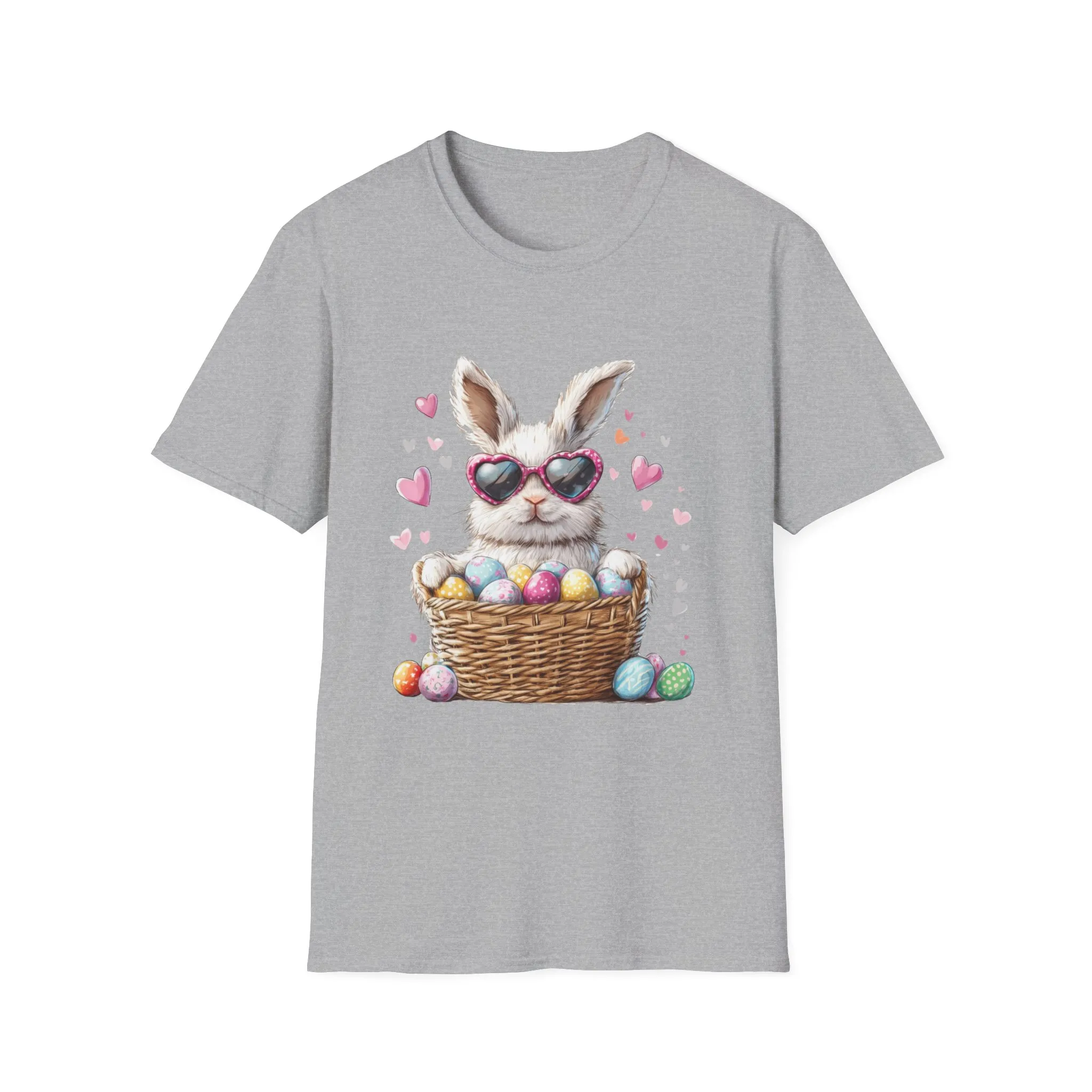 Cute Bunny Easter T-Shirt - Unisex Softstyle Tee with Colorful Egg Design - Image 16