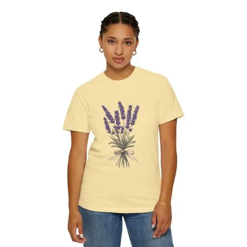 Lavender Bouquet Unisex Garment-Dyed T-Shirt - Nature-Inspired Tee for Relaxation and Everyday Comfort - Image 12