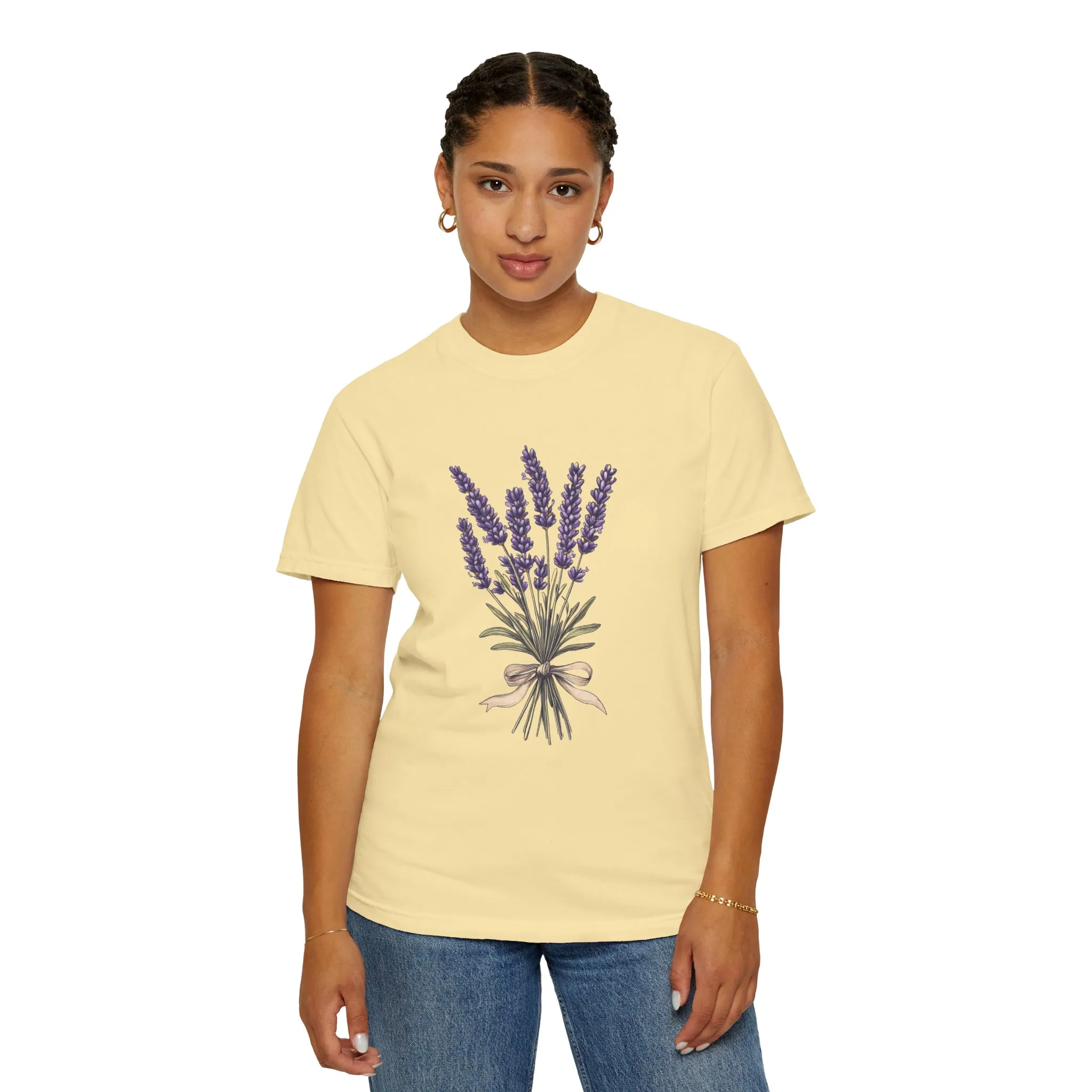 Lavender Bouquet Unisex Garment-Dyed T-Shirt - Nature-Inspired Tee for Relaxation and Everyday Comfort - Image 12