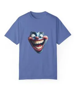 Unisex Garment-Dyed T-shirt with Vintage Clown Print - Perfect for Halloween & Graphic Tee Lovers