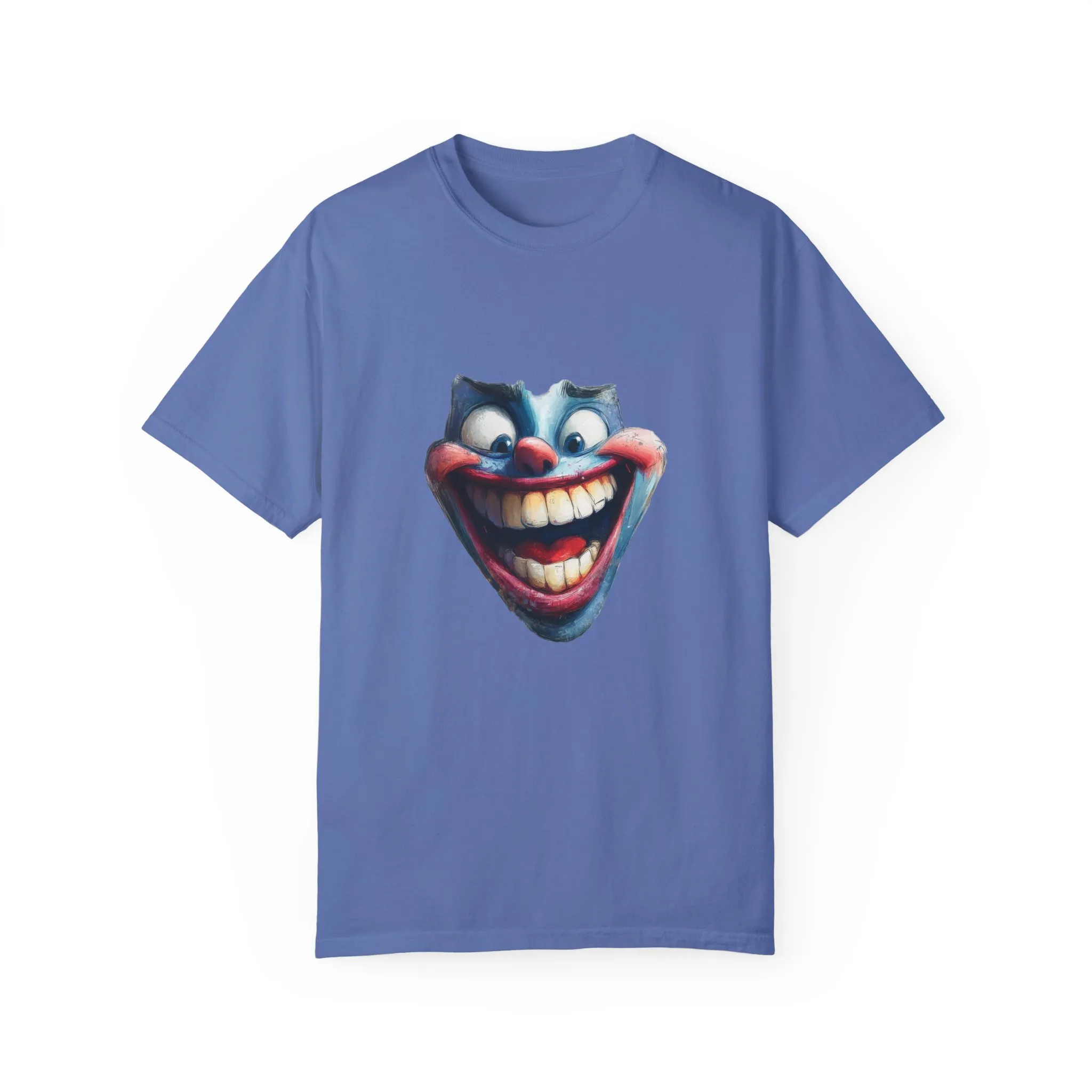 Unisex Garment-Dyed T-shirt with Vintage Clown Print - Perfect for Halloween & Graphic Tee Lovers