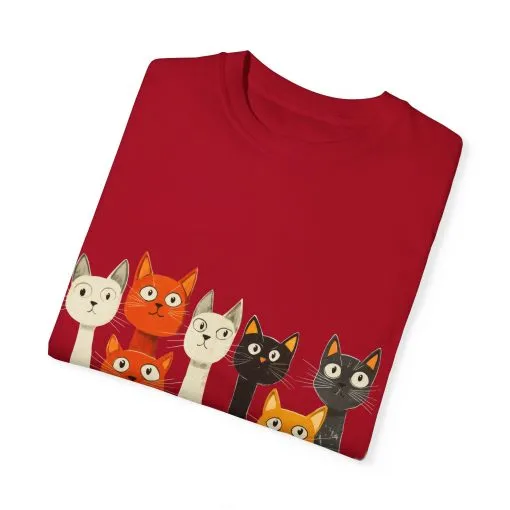 Vintage Cat Illustration Unisex Garment-Dyed T-Shirt - Perfect for Cat Lovers - Image 50