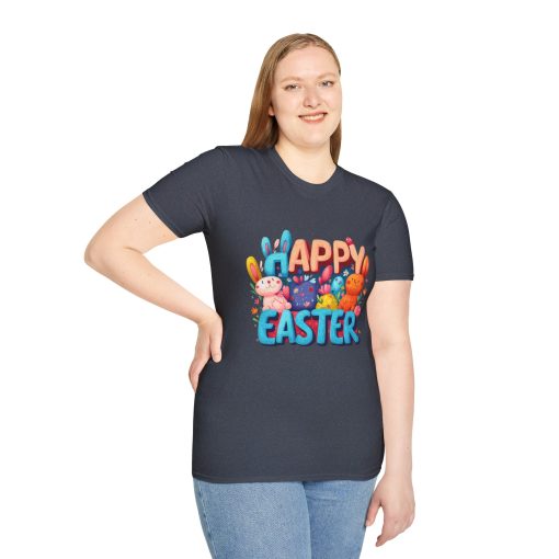 Happy Easter Unisex Softstyle T-Shirt - Fun Spring Bunny Design - Image 54