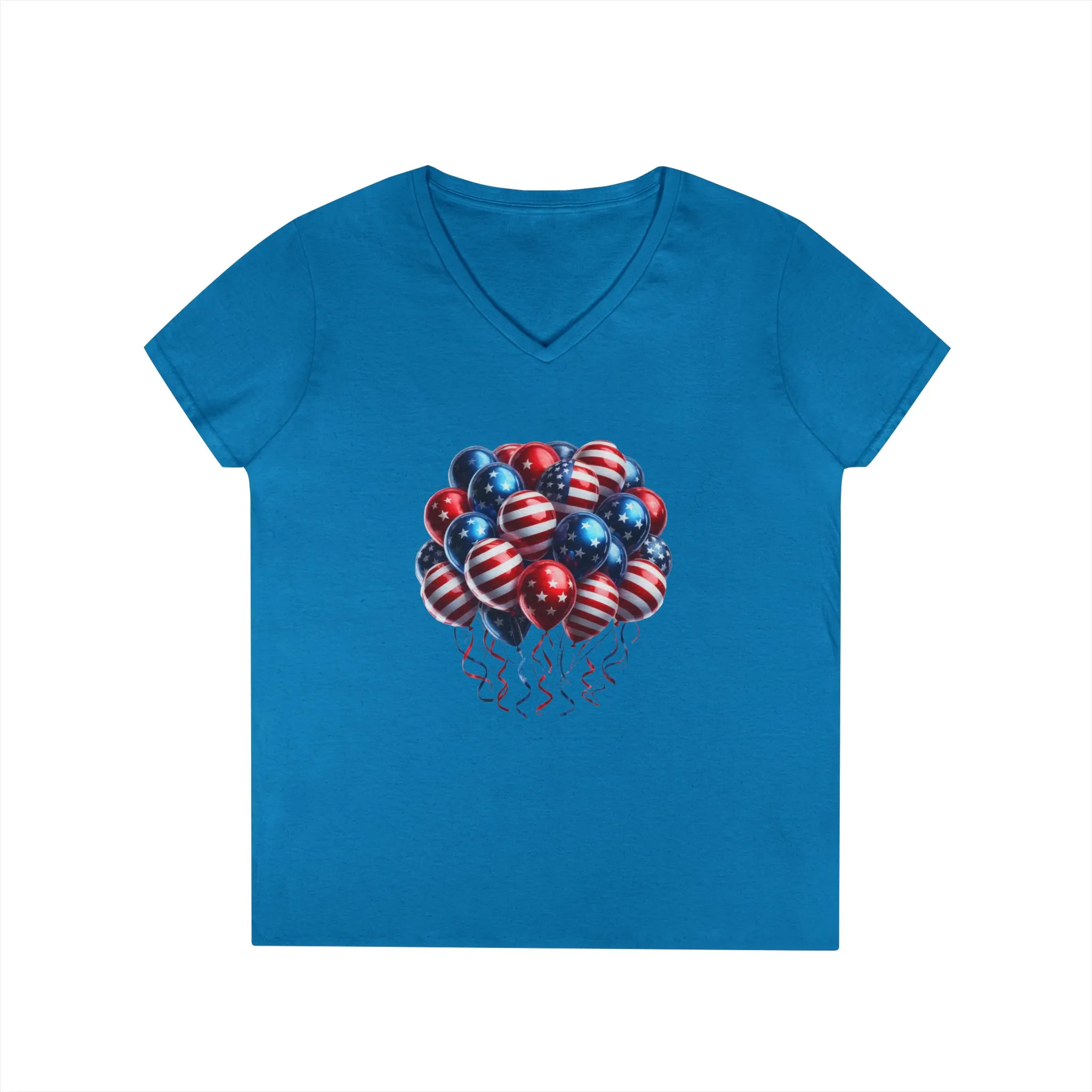 Patriotic Balloon V-Neck T-Shirt for Independence Day - Image 7