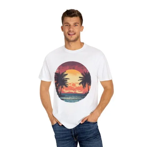 Unisex Garment-Dyed T-shirt | Sunset Beach Vibes Tee - Image 7
