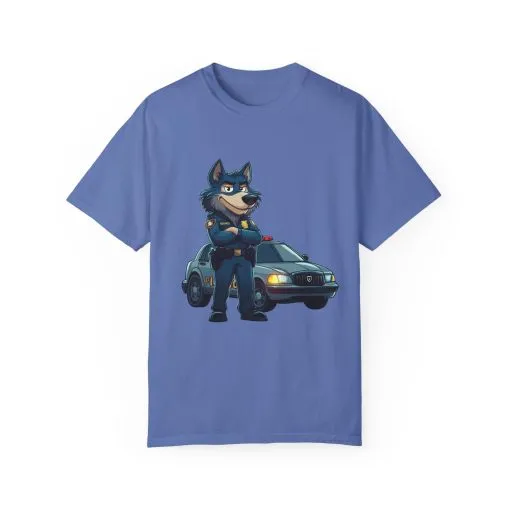 Cute Cartoon Police Dog T-Shirt - Unisex Garment-Dyed Tee - Image 17
