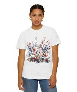 Floral Garden Unisex Garment-Dyed T-Shirt - Nature-Inspired Design