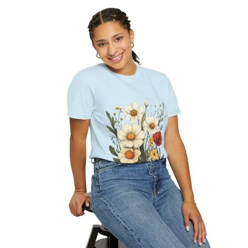 Floral Garden Unisex T-Shirt - Vintage Style Flower Design - Image 19
