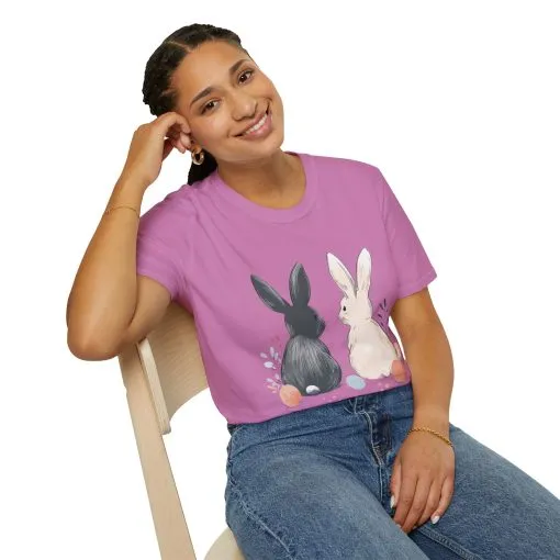 Cute Bunny Love Unisex Softstyle T-Shirt for Easter Celebrations - Image 55