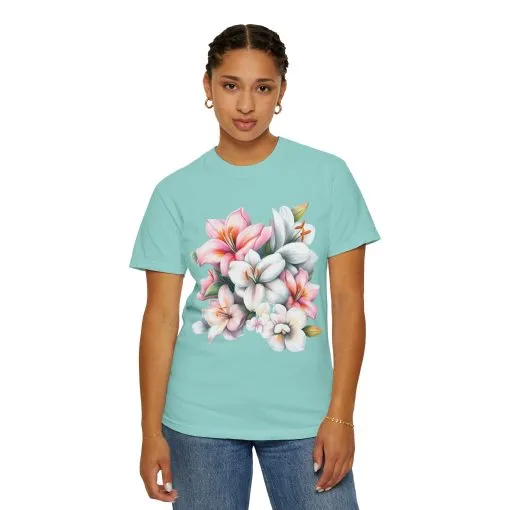 Floral Elegance Unisex Garment-Dyed T-Shirt - Perfect for Spring Celebrations - Image 23
