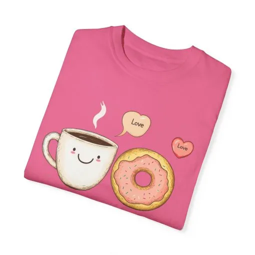 Coffee and Donuts Love Unisex T-Shirt | Cute Foodie Gift | Perfect for Valentine's Day & Everyday Wear - Image 34