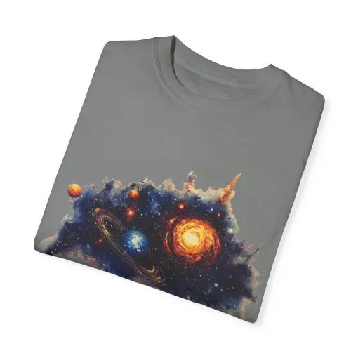 Cosmic Adventure Unisex Garment-Dyed T-Shirt - Space-Themed Graphic Tee - Image 10