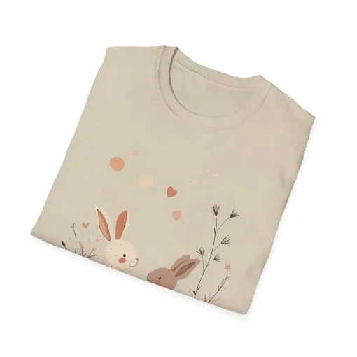Spring Bunny Love Unisex Softstyle T-Shirt - Cute Floral Design for Easter Celebrations - Image 2