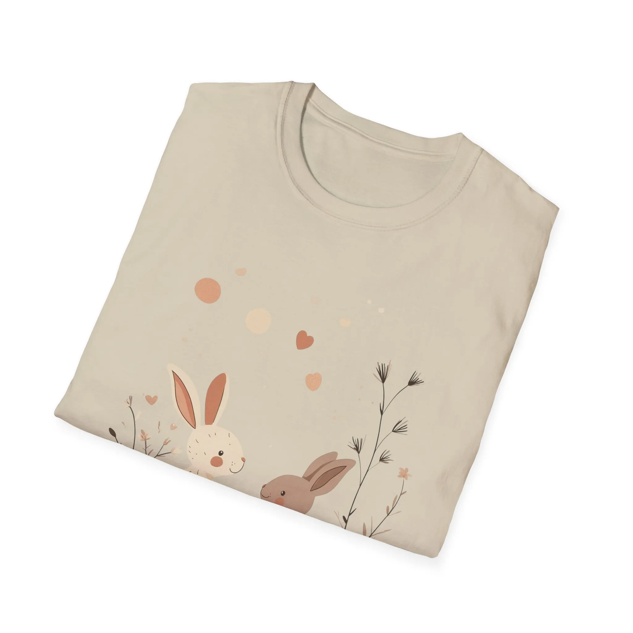 Spring Bunny Love Unisex Softstyle T-Shirt - Cute Floral Design for Easter Celebrations - Image 2