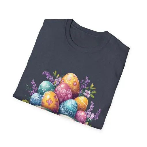 Easter Floral Eggs Unisex Softstyle T-Shirt - Image 46