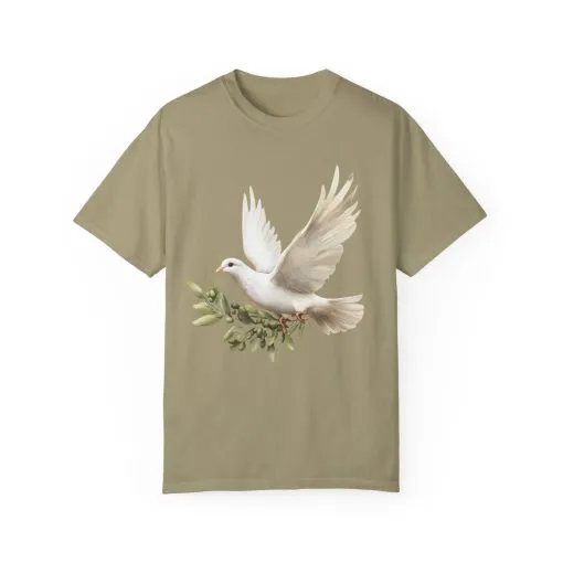 Serene Dove Unisex Garment-Dyed T-Shirt - Peaceful Nature Design - Image 9