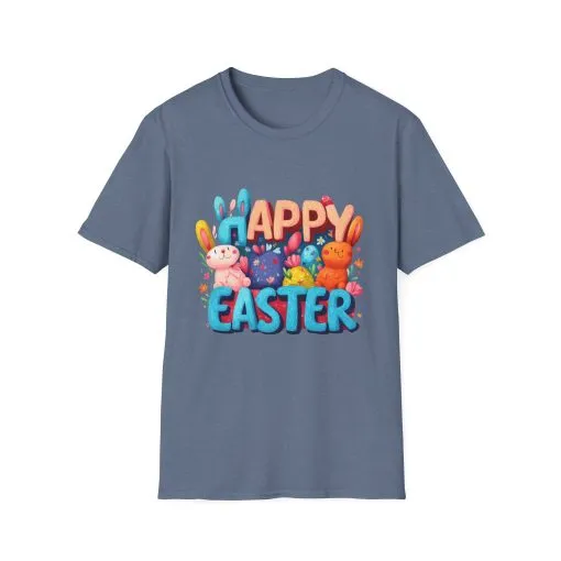 Happy Easter Unisex Softstyle T-Shirt - Fun Spring Bunny Design - Image 36