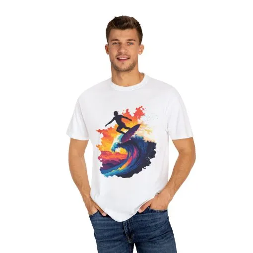Surfing Sunset Unisex Garment-Dyed T-Shirt - Image 7
