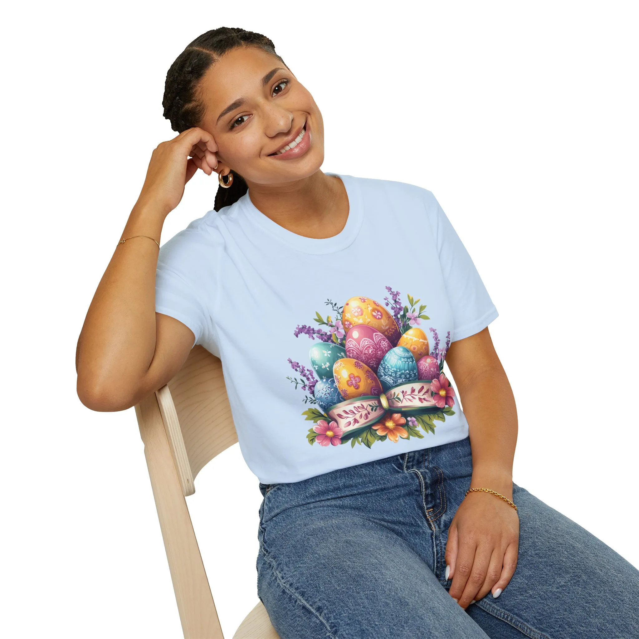 Easter Floral Eggs Unisex Softstyle T-Shirt - Image 36
