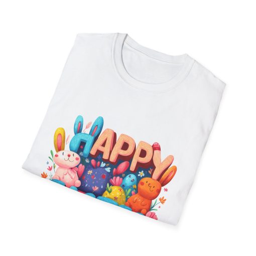 Happy Easter Unisex Softstyle T-Shirt - Fun Spring Bunny Design - Image 8
