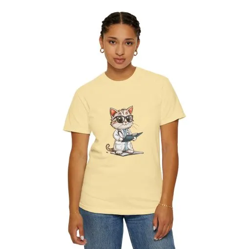 Funny Cat Doctor Unisex Garment-Dyed T-Shirt - Image 21