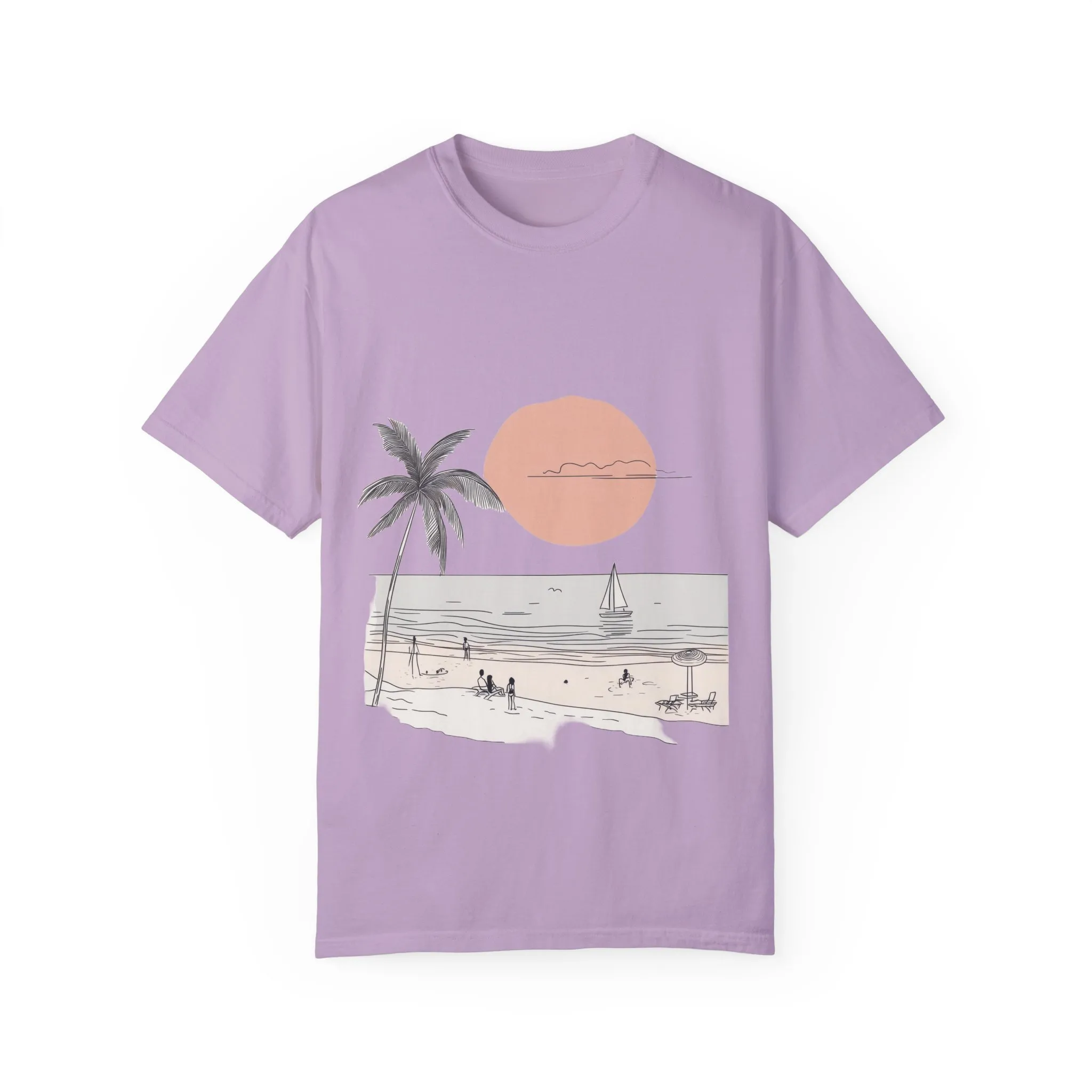 Sunset Beach Vibe Unisex Garment-Dyed T-Shirt - Image 21