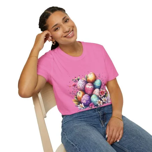 Easter Egg Floral Unisex Softstyle T-Shirt - Vibrant Spring Design - Image 54