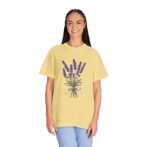 Lavender Bouquet Unisex Garment-Dyed T-Shirt - Nature-Inspired Tee for Relaxation and Everyday Comfort - Image 15