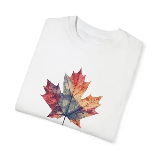 Autumn Maple Leaf Unisex Garment-Dyed T-Shirt - Image 2