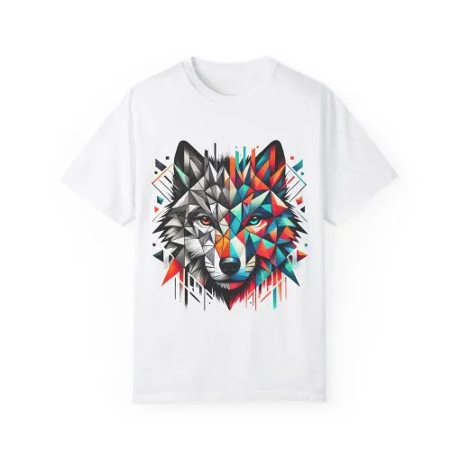 Vibrant Wolf Design Unisex Garment-Dyed T-Shirt - Colorful Art Tee - Image 5