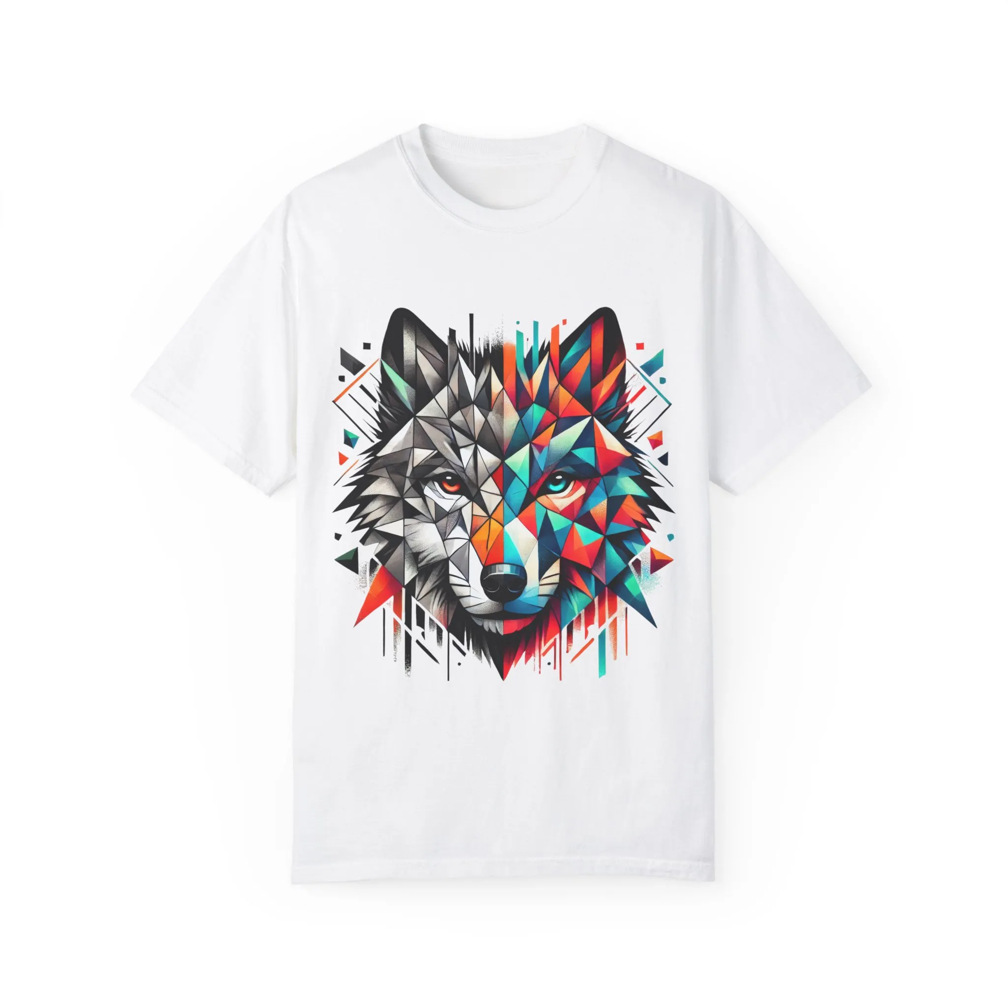 Vibrant Wolf Design Unisex Garment-Dyed T-Shirt - Colorful Art Tee - Image 5