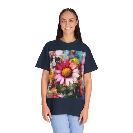 Colorful Floral Art Unisex Garment-Dyed T-Shirt - Image 23