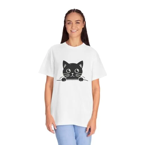 Cute Cat Design Unisex Garment-Dyed T-Shirt - Perfect for Animal Lovers - Image 4