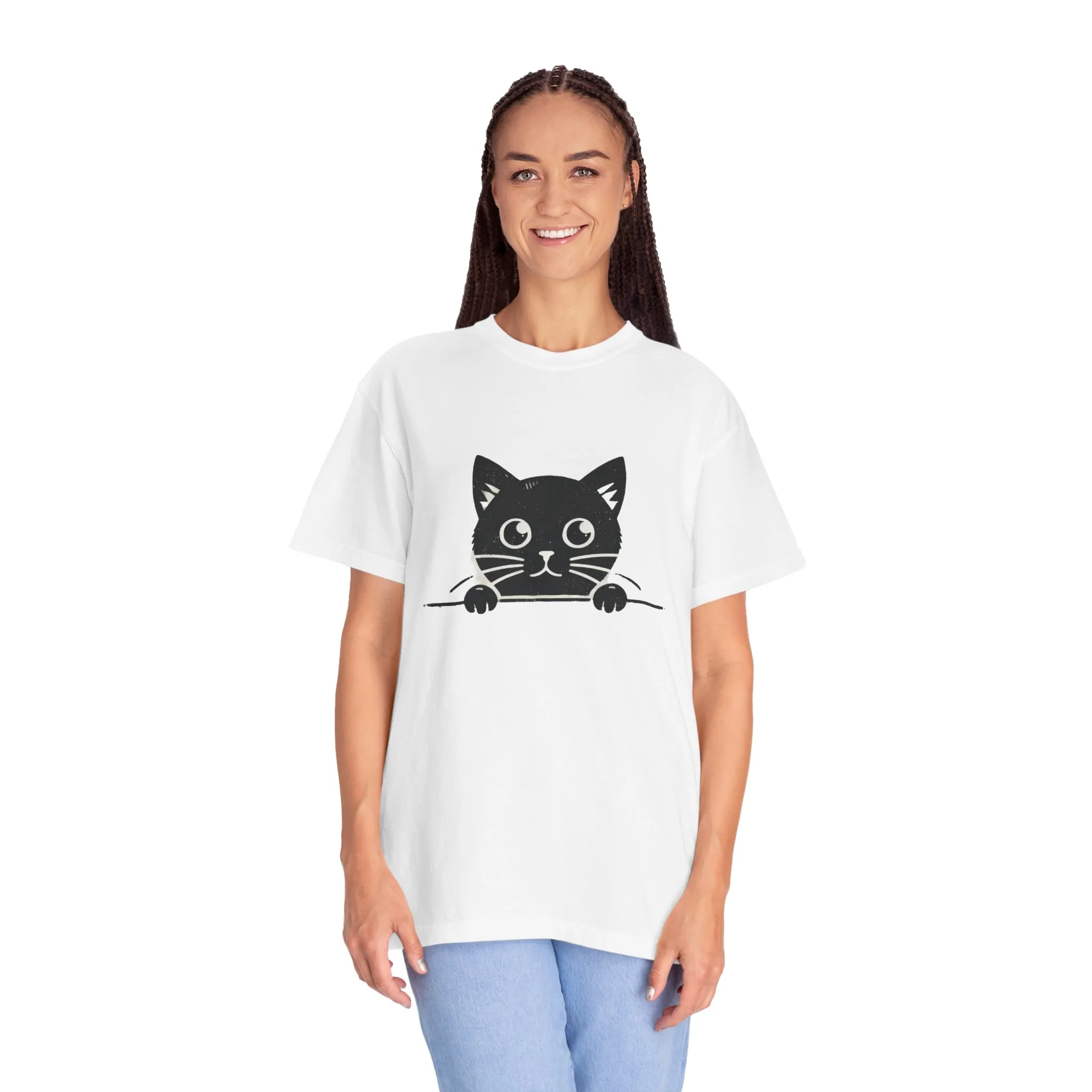 Cute Cat Design Unisex Garment-Dyed T-Shirt - Perfect for Animal Lovers - Image 4