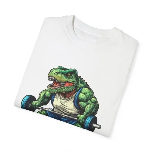 Gym Dinosaur Unisex Garment-Dyed T-Shirt - Fitness Tee for Workout Enthusiasts - Image 2