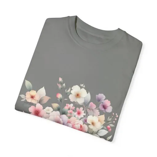 Floral Bliss Unisex Garment-Dyed T-Shirt – Perfect for Spring Celebrations and Everyday Wear - Image 38