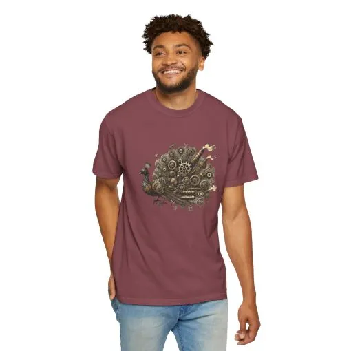 Steampunk Peacock Unisex Garment-Dyed T-Shirt - Image 32