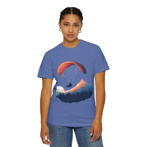 Adventure Awaits Unisex Garment-Dyed T-shirt - Paragliding and Mountain Design - Image 32