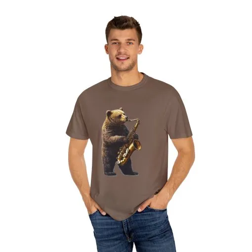Jazz Bear Unisex Garment-Dyed T-Shirt - Image 15
