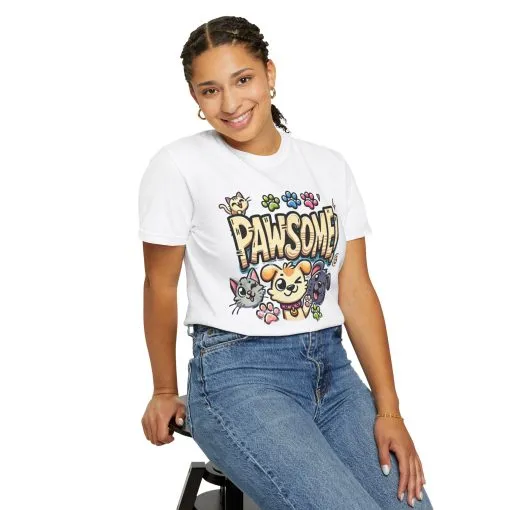 Pawsome Garment-Dyed T-Shirt for Animal Lovers - Image 4