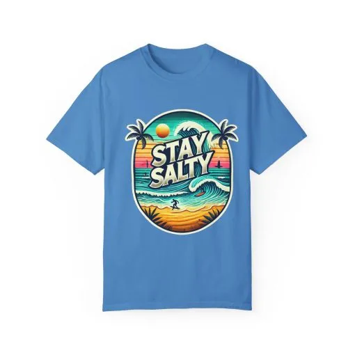 Stay Salty Unisex Garment-Dyed T-Shirt – Perfect for Beach Lovers & Summer Vibes - Image 33